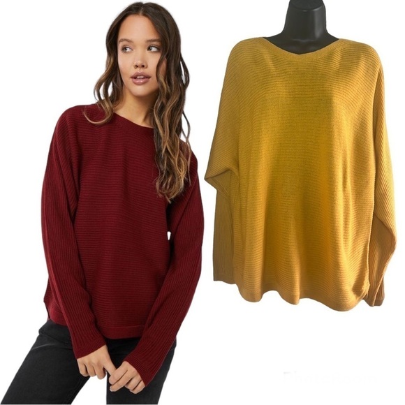 Ardene Mustard Yellow Ribbed Dolman Sweater Size L - Picture 1 of 14